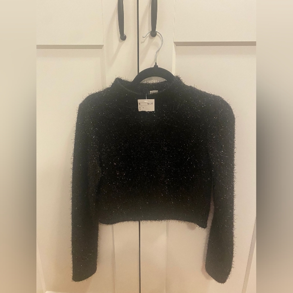 Sparkly Faux Fur Crop Sweater